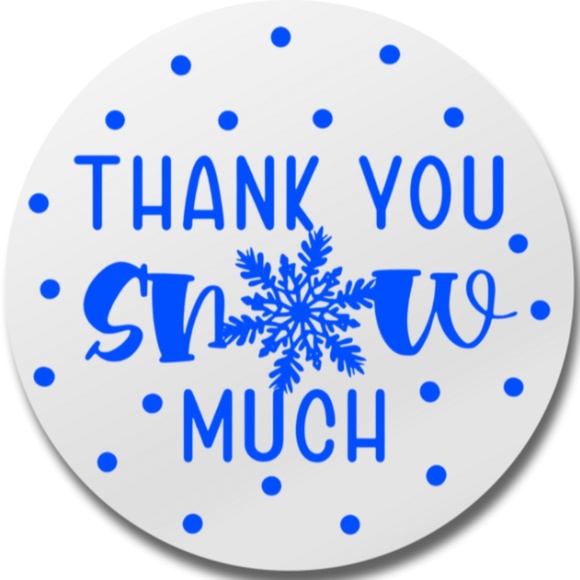 Thank You Snow Much Stickers Holographic Round 2 Inch | THANK YOU STICKER LABEL - Picture 1 of 4